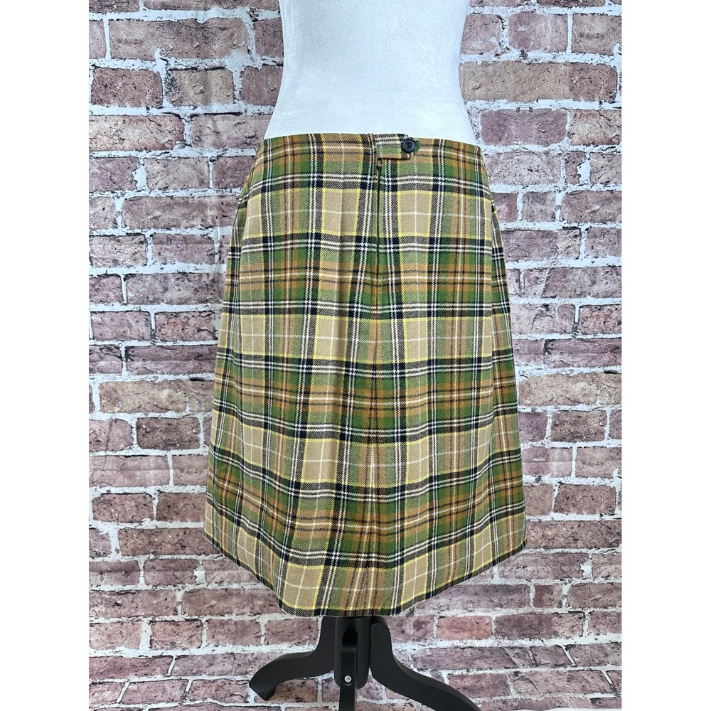Vintage Pendleton Green Plaid Wool Skirt High Waisted A-Line Size 18 Flawed Prep - Picture 5 of 12